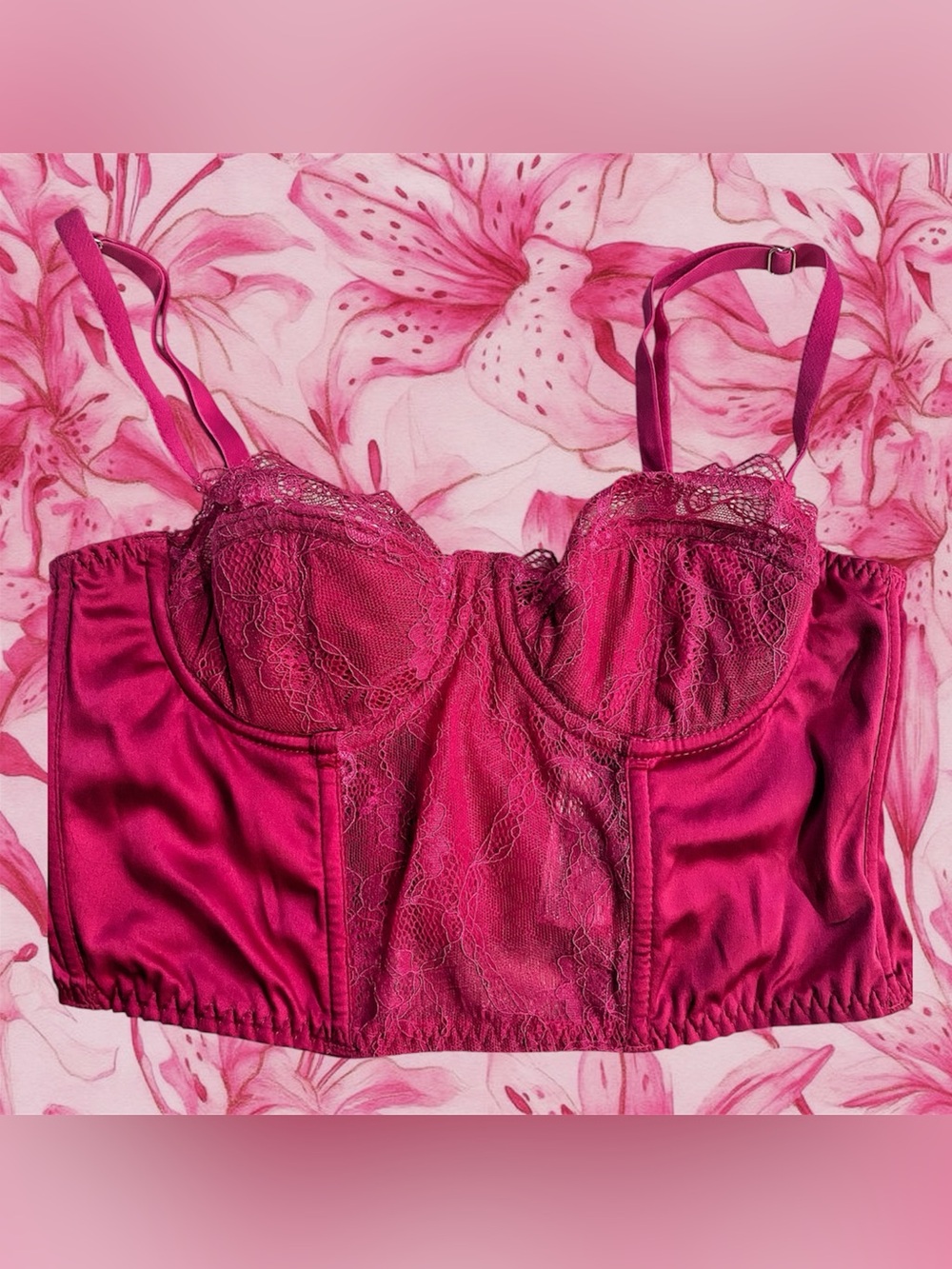 Primark Fuchsia Lace Longline Bustier Bra